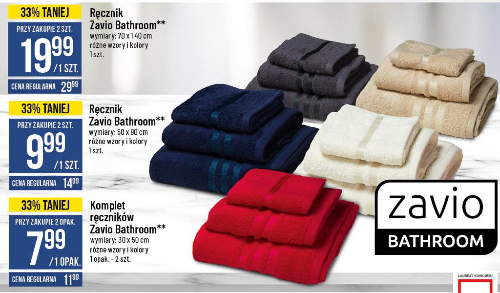 Ręcznik 50 x 90 cm Zavio bathroom promocja w Merkury Market