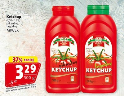 Ketchup pikantny, łagodny MIWEX promocja w Prim Market