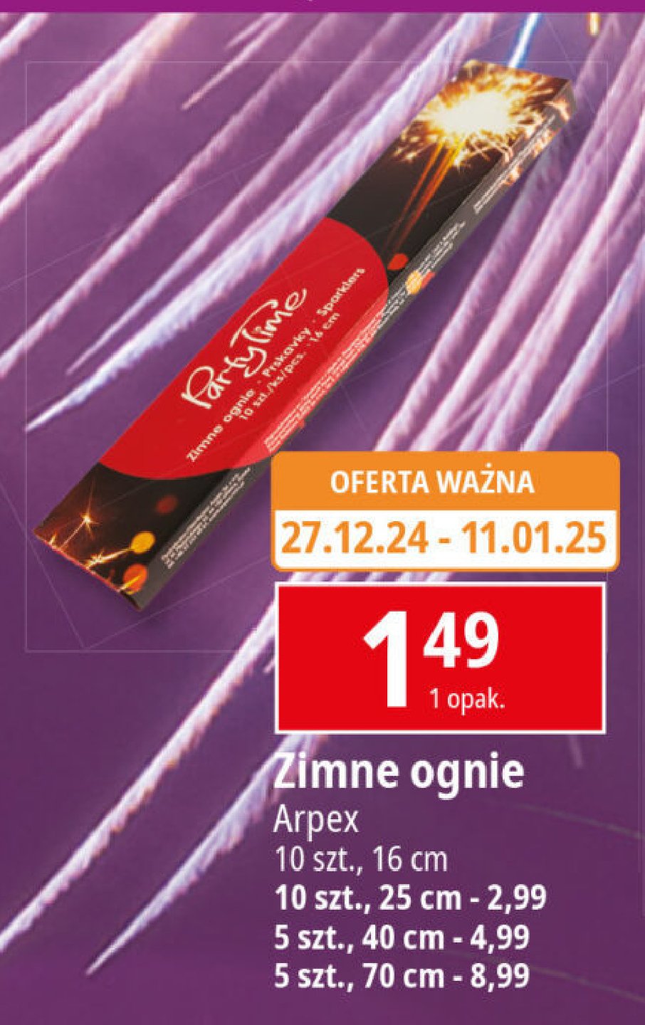 Zimne ognie 16 cm PARTY TIME promocja w Leclerc