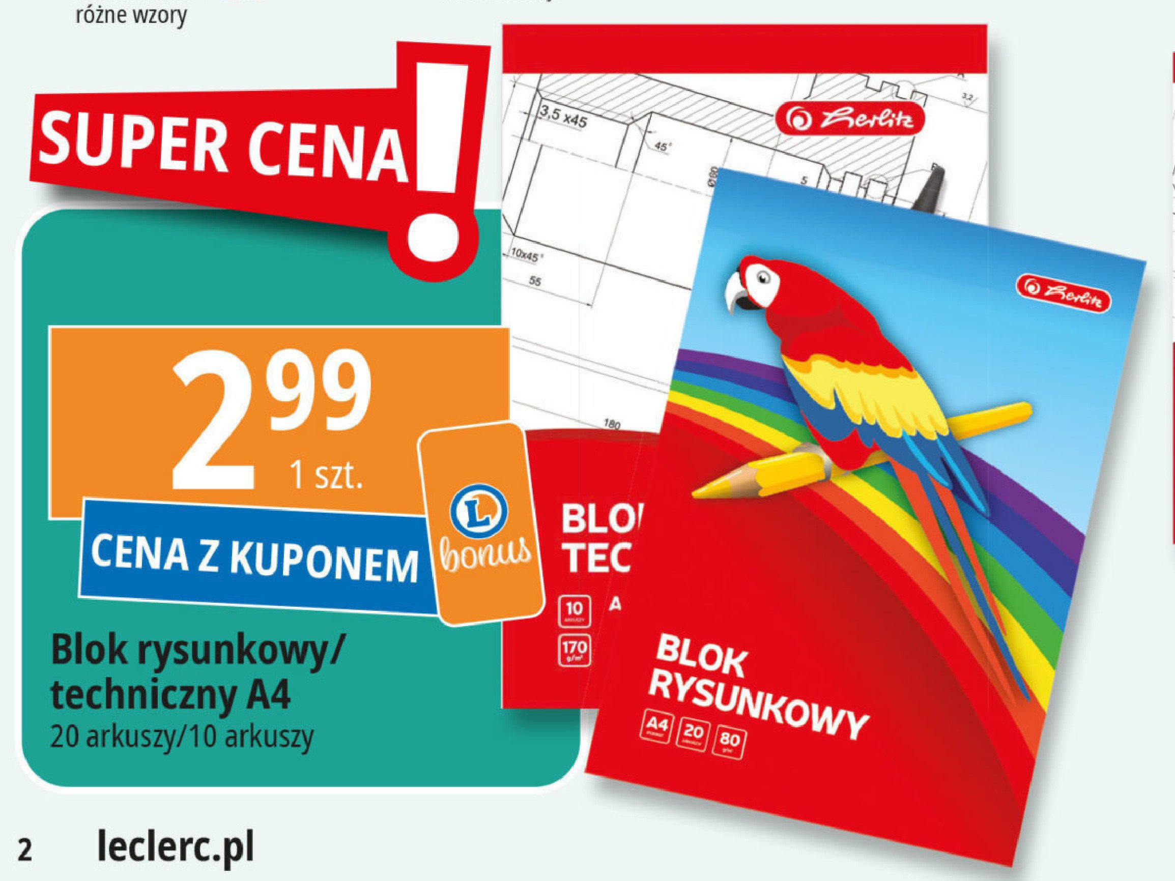 Blok techniczny a4/10k biały Herlitz promocja