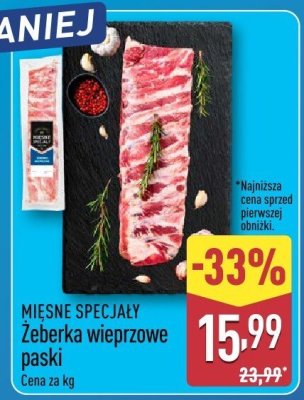 Żeberka wieprzowe paski  promocja w Aldi