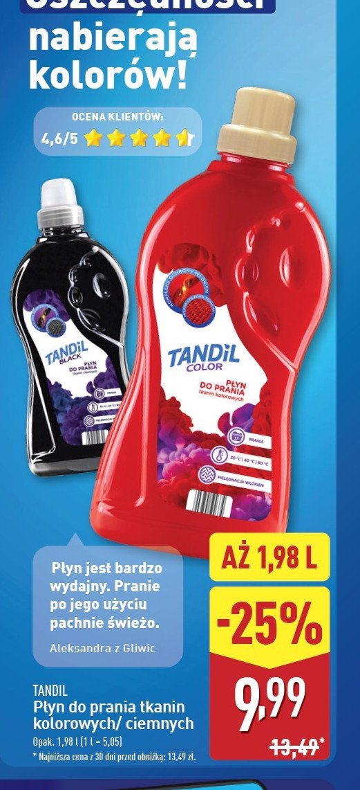 Płyn do prania color Tandil promocja w Aldi