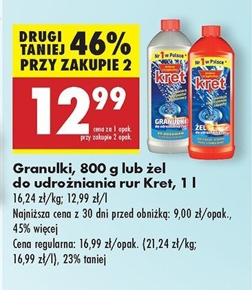 Żel do udrożniania rur Kret promocja