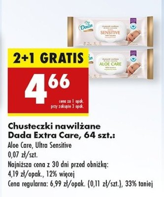Chusteczki wilgotne sensitive Dada extra care promocja
