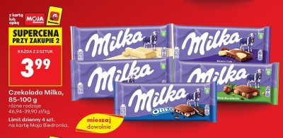 Czekolada Milka 85-100 g różne rodzaje promocja w Biedronka