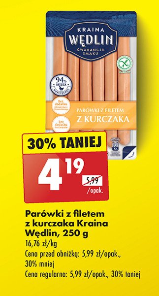 Parówki z filetem z kurczaka Kraina wędlin promocja