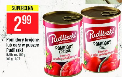 Pomidory krojone bez skórki w soku pomidorowym Pudliszki promocja