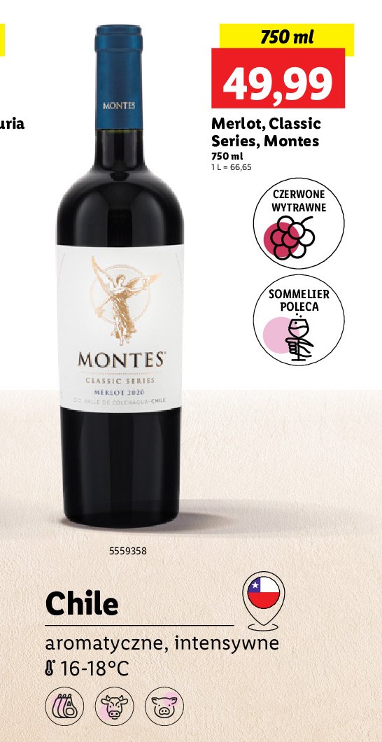 Wino MONTES MERLOT RESERVA promocja w Lidl