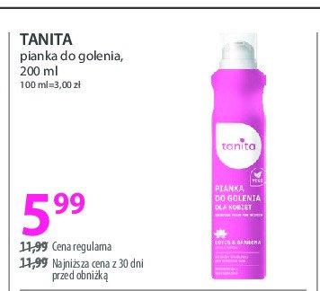 Pianka do golenia lotos & bawełna Tanita promocja w Hebe