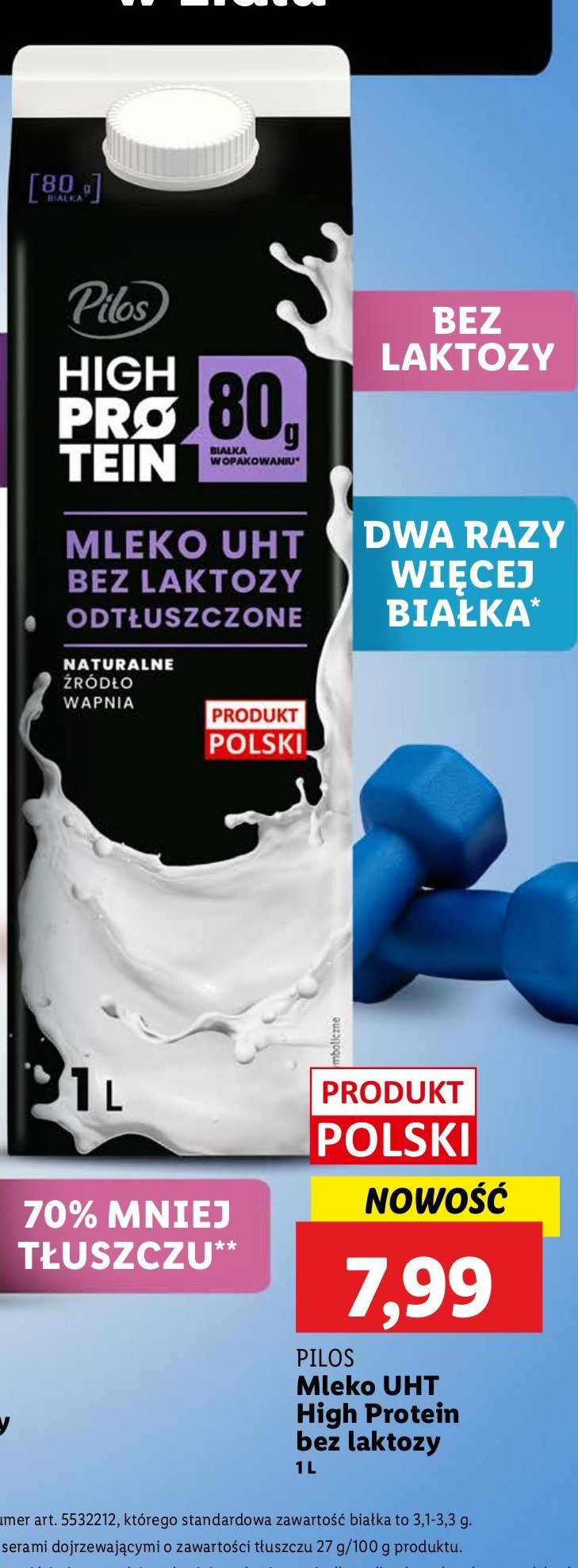 Mleko bez laktozy PILOS HIGH PROTEIN promocja w Lidl