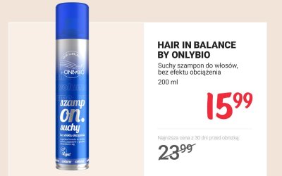 Suchy szampon Hair In Balance by OnlyBio promocja w Rossmann