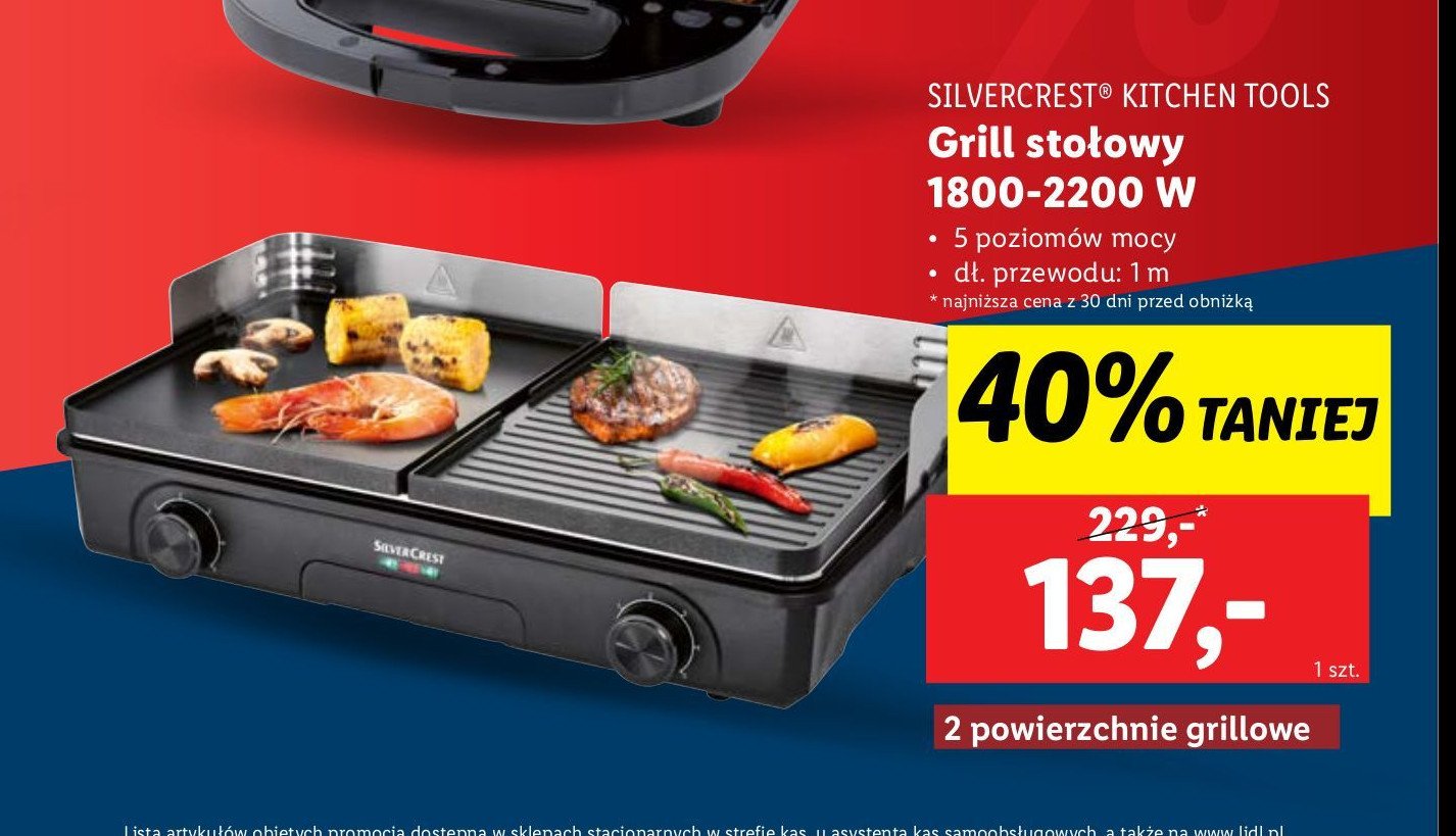 Grill stołowy 1800 w Silvercrest promocja w Lidl