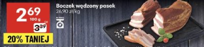 Boczek wędzony pasek Stanisławów promocja w Delikatesy Centrum