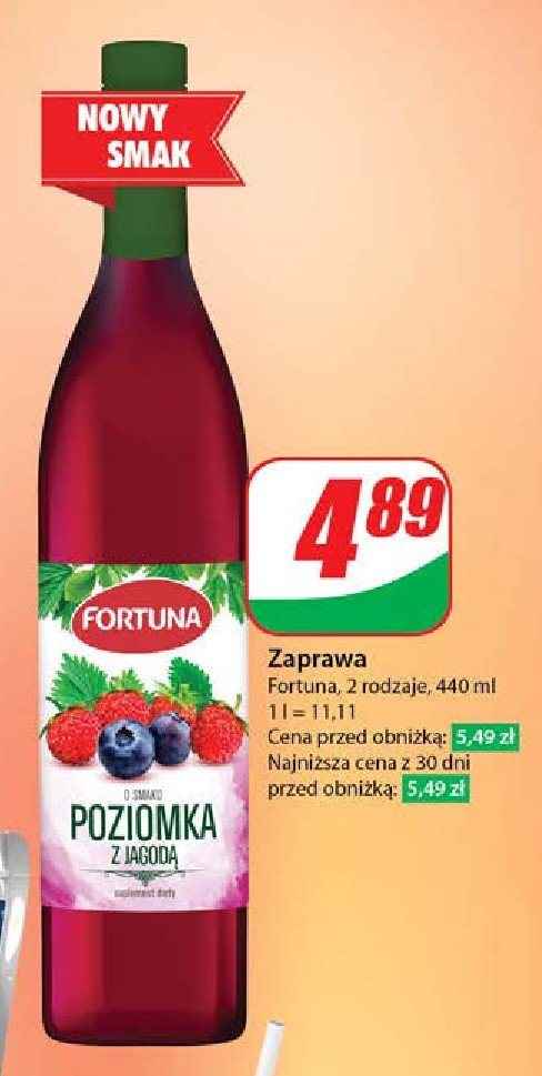 Syrop poziomka z jagodą Fortuna promocja w Dino