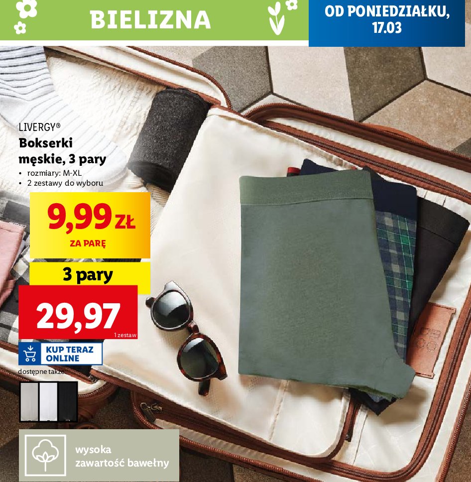 Bokserki męskie m-xl Livergy promocja w Lidl