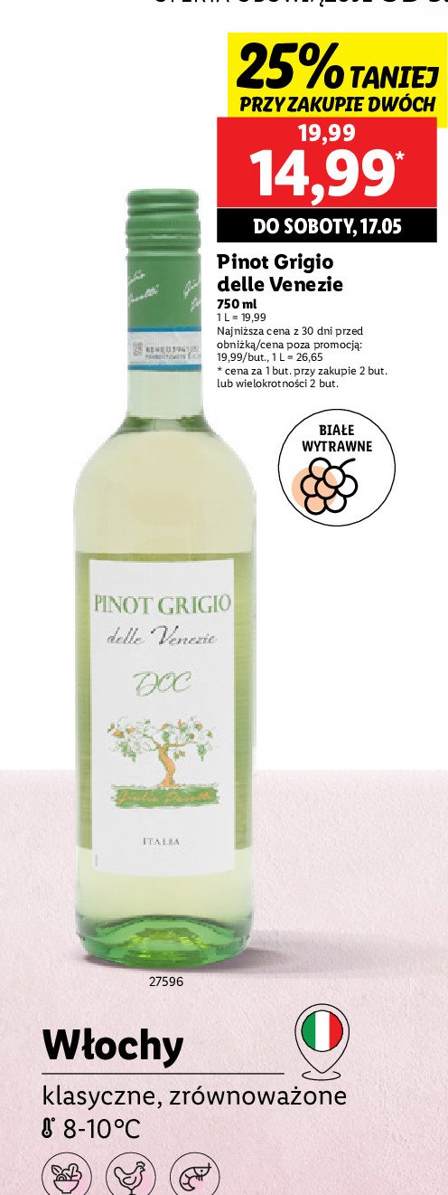 Wino DELLE VENEZIE PINOT GRIGIO promocja w Lidl