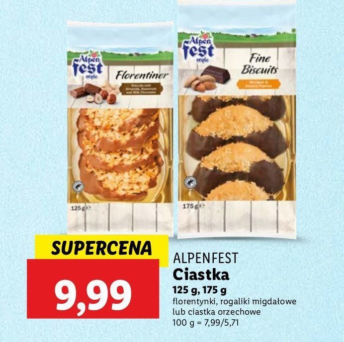 Ciastka orzechowe Alpen fest promocja w Lidl