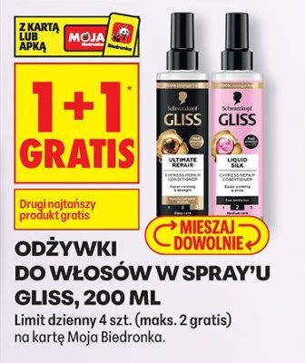 Odżywki do włosów w spray'u Gliss, 200 ml promocja w Biedronka