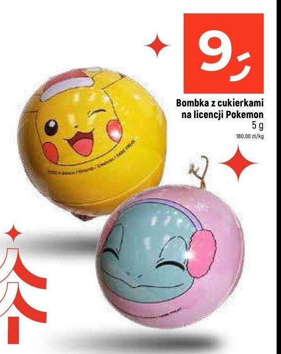 Bombka choinkowa pokemon z cukierkami promocja