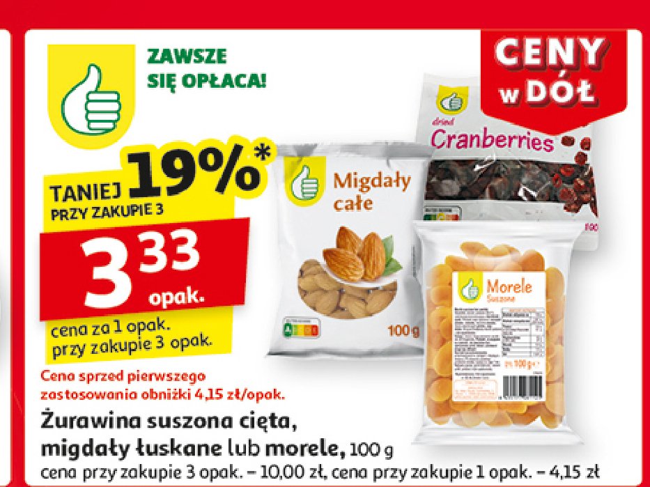 Morele suszone Podniesiony kciuk promocja w Auchan