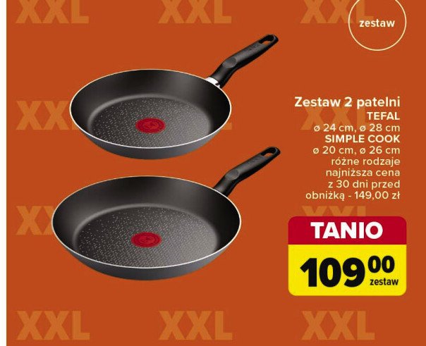 Komplet patelni 24 cm + 28 cm Tefal promocja