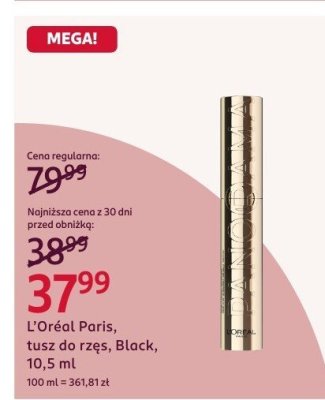 Tusz do rzęs L'Oréal Paris, Black, 10,5 ml promocja w Rossmann