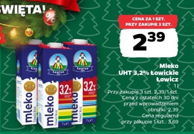 Mleko UHT 3,2% Łowickie  promocja w Netto