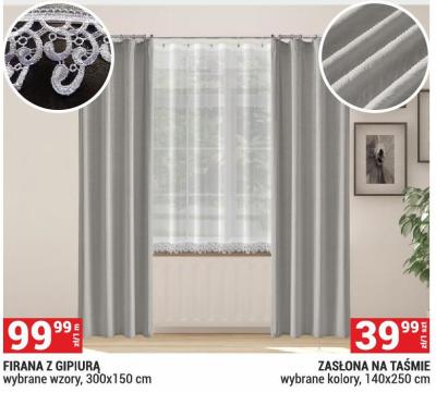 Firana z gipurą, wybrane wzory, 300x150 cm promocja w Merkury Market