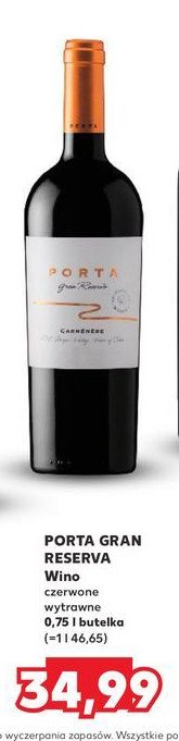 Wino Porta gran reserva carmenere promocja