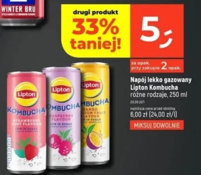 Napój lekko gazowany Lipton Kombucha różne rodzaje, 250 ml promocja w Dealz
