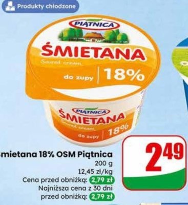 Śmietana 18% OSM Piątnica promocja w Dino