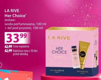 Zestaw kosmetyczny LA RIVE Her Choice woda perfumowana 100 ml + żel pod prysznic 100 ml promocja w Hebe