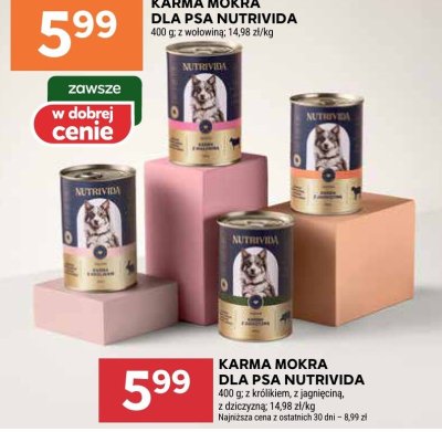 Karma mokra dla psa Nutrivida z królikiem promocja w Stokrotka