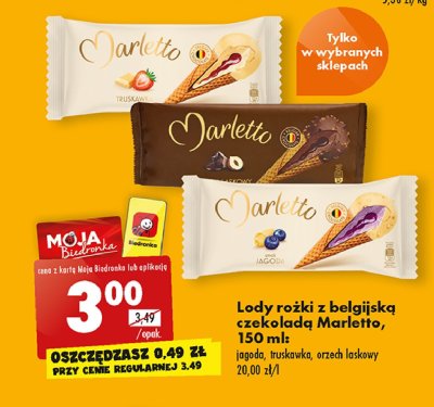Rożek z belgijską czekoladą jagoda Marletto promocja
