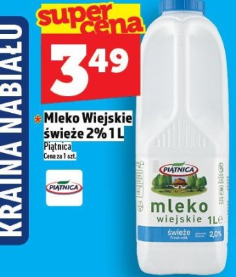 Mleko Wiejskie świeże 2% 1L promocja w TOPAZ