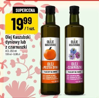 Olej kaszubski dyniowy lub z czarnuszki, pcs 250 ml promocja w POLOmarket