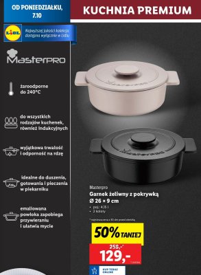 Garnek żeliwny z pokrywką 26 cm Masterpro promocja