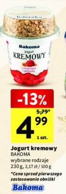Jogurt malinowy z granol膮 Bakoma kremowy promocja