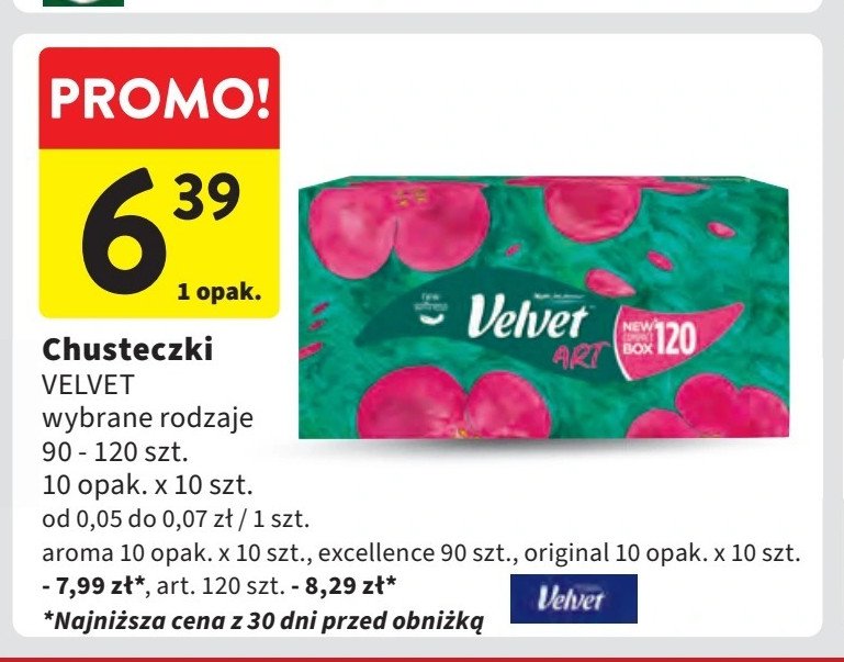 Chusteczki higieniczne Velvet promocja