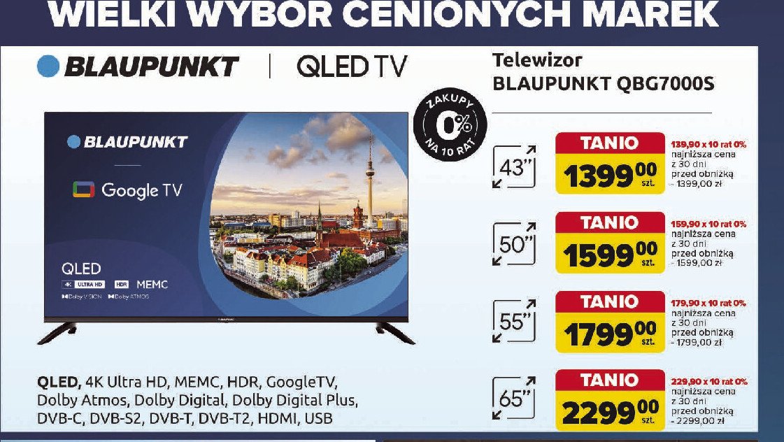 Telewizor 65'' 65qbg7000s Blaupunkt promocja