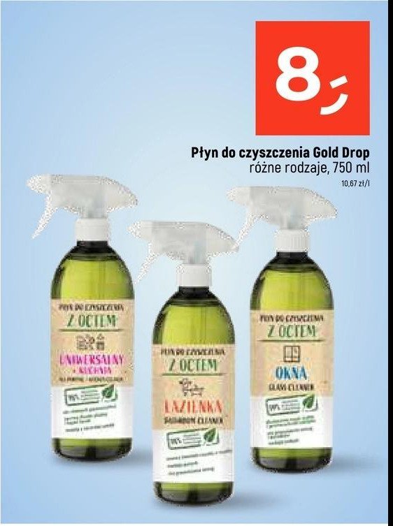 Płyn uniwersalny + łazienka z octem GOLD DROP promocja w Dealz