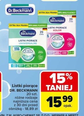 Listki piorące DR. BECKMANN 20 szt., różne rodzaje promocja w Carrefour