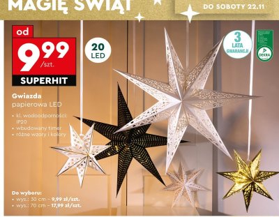 Gwiazda papierowa LED 70 cm promocja w Biedronka