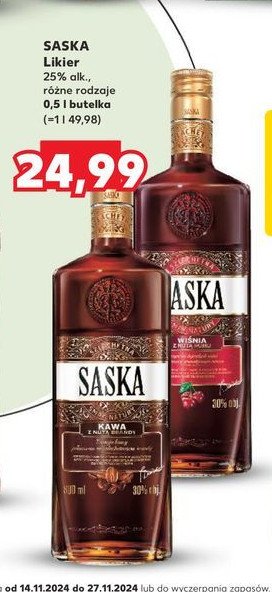 Wódka SASKA WIŚNIA Z NUTA RUMU promocja w Kaufland