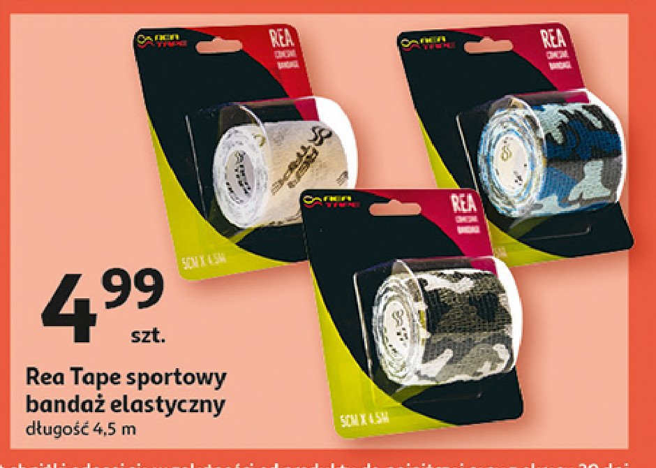 Bandaż elastyczny 7.5 x 4.5 cm Rea tape promocja w Auchan