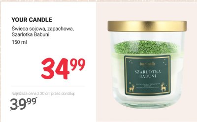 Świeca sojowa zapachowa YOUR CANDLE Szarlotka Babuni promocja w Rossmann