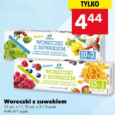 Woreczki z suwakiem Lewiatan 15 szt. x 1 l, 10 szt. x 3 l promocja w LEWIATAN