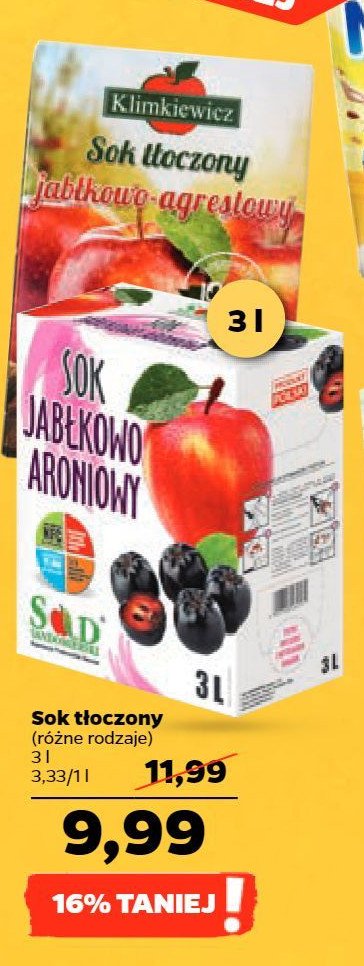 Sok tłoczony jabłkowo-agrestowy Klimkiewicz promocja