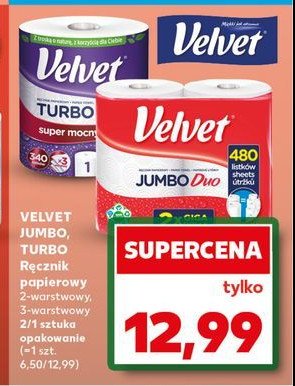 Ręcznik papierowy duo Velvet jumbo promocja w Supeco