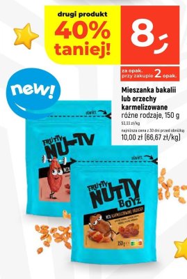 Mieszanka bakalii lub orzechy karmelizowane różne rodzaje Frutty Nutty Boyz promocja w Dealz